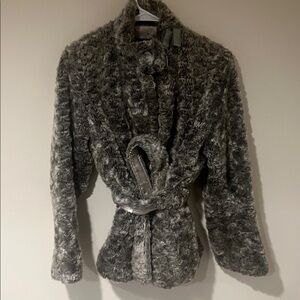 Utex Women's Gray Faux Fur Jacket